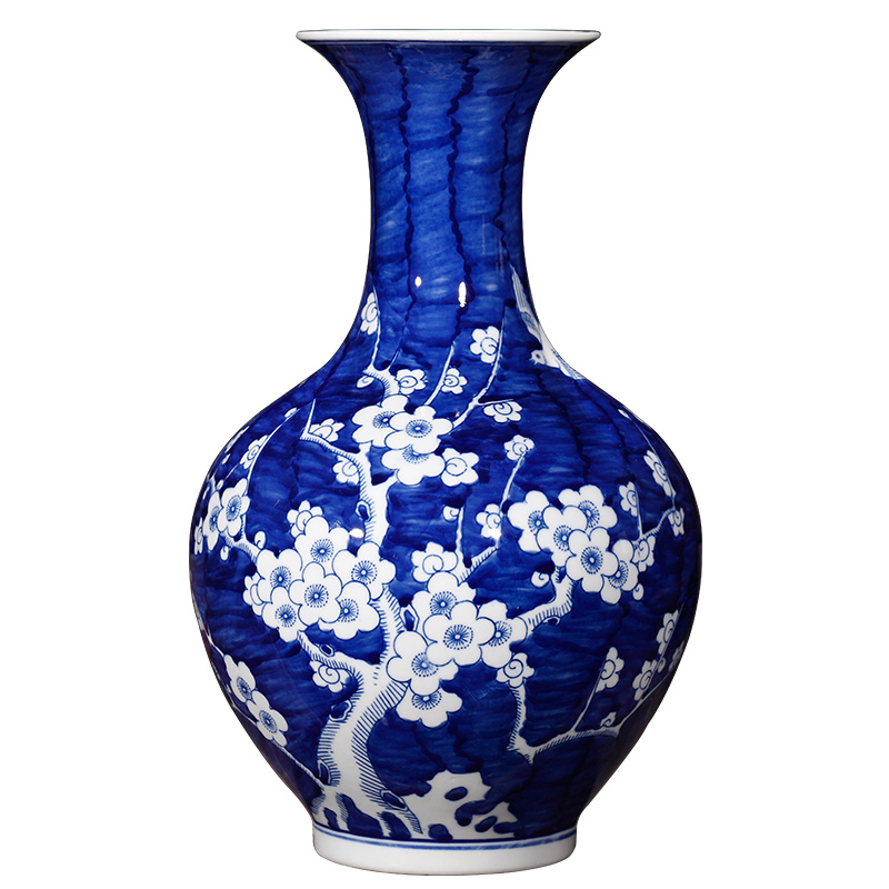 Jingdezhen ceramics by hand antique blue and white porcelain vases, flower arranging new Chinese style living room home furnishing articles