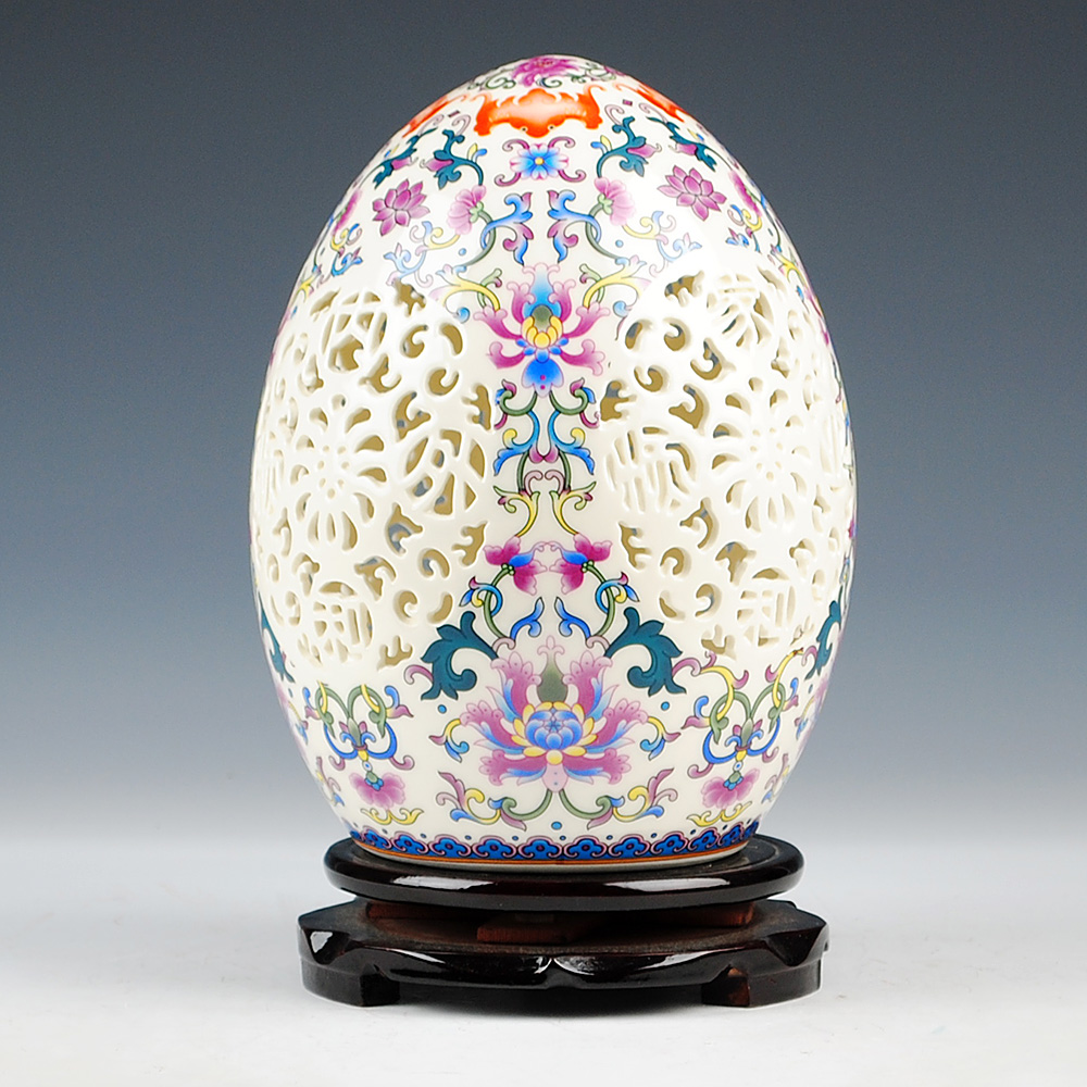 Jingdezhen ceramics thin tire hollow out the egg egg modern household adornment handicraft decoration furnishing articles