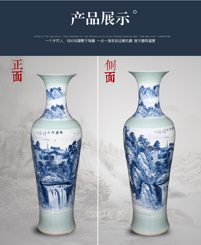 Jingdezhen ceramics hand - made scenery of large vases, Chinese style living room TV ark, porch decorate household furnishing articles