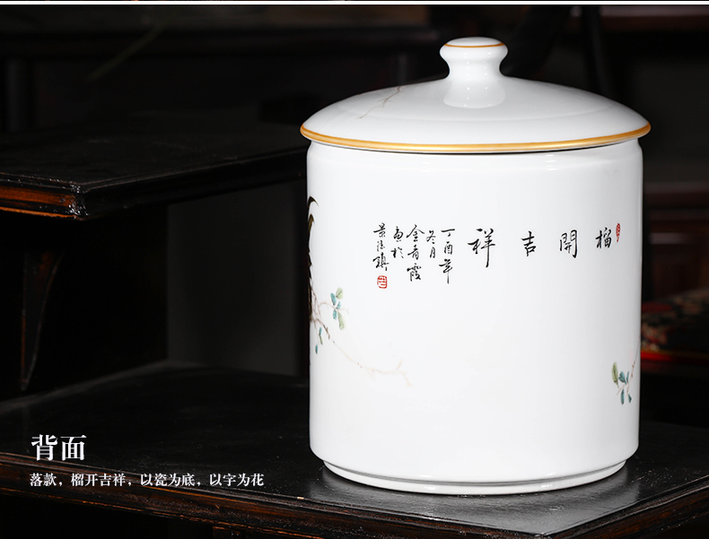 Jingdezhen ceramic tea pot large sealing as cans of puer tea cylinder storage jar sealing of bread receives, the seventh, peulthai the household