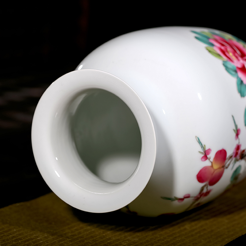 Jingdezhen ceramics famous master hand draw pastel wealth longevity vases, flower receptacle modern new Chinese style furnishing articles