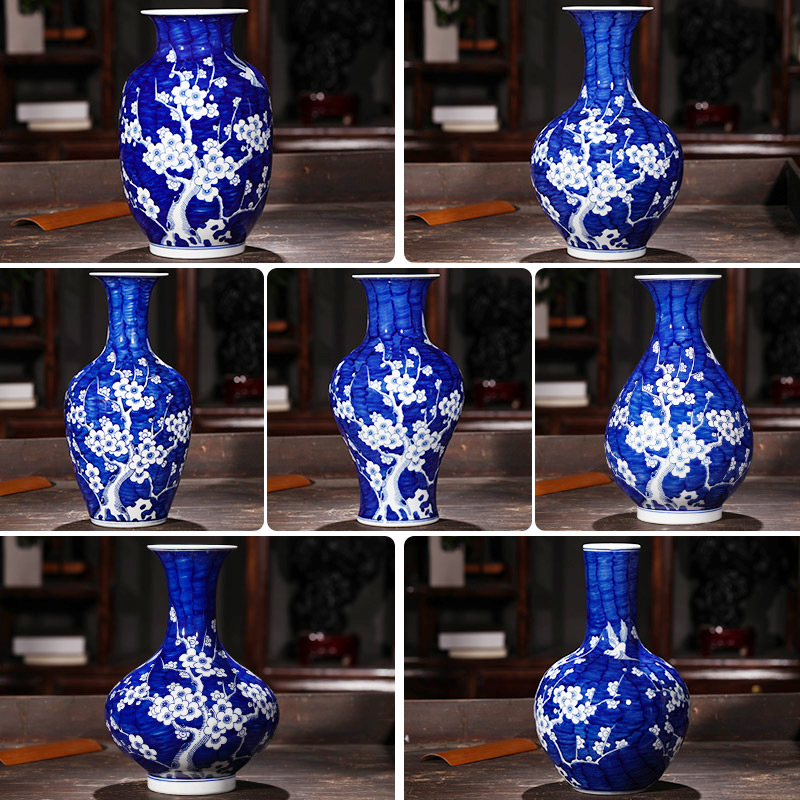 Jingdezhen ceramics by hand antique blue and white porcelain vases, flower arranging new Chinese style living room home furnishing articles