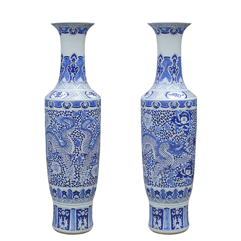 Jingdezhen blue and white "dragon playing pearl" the French antique ceramics vase Chinese style villa hotel furnishing articles