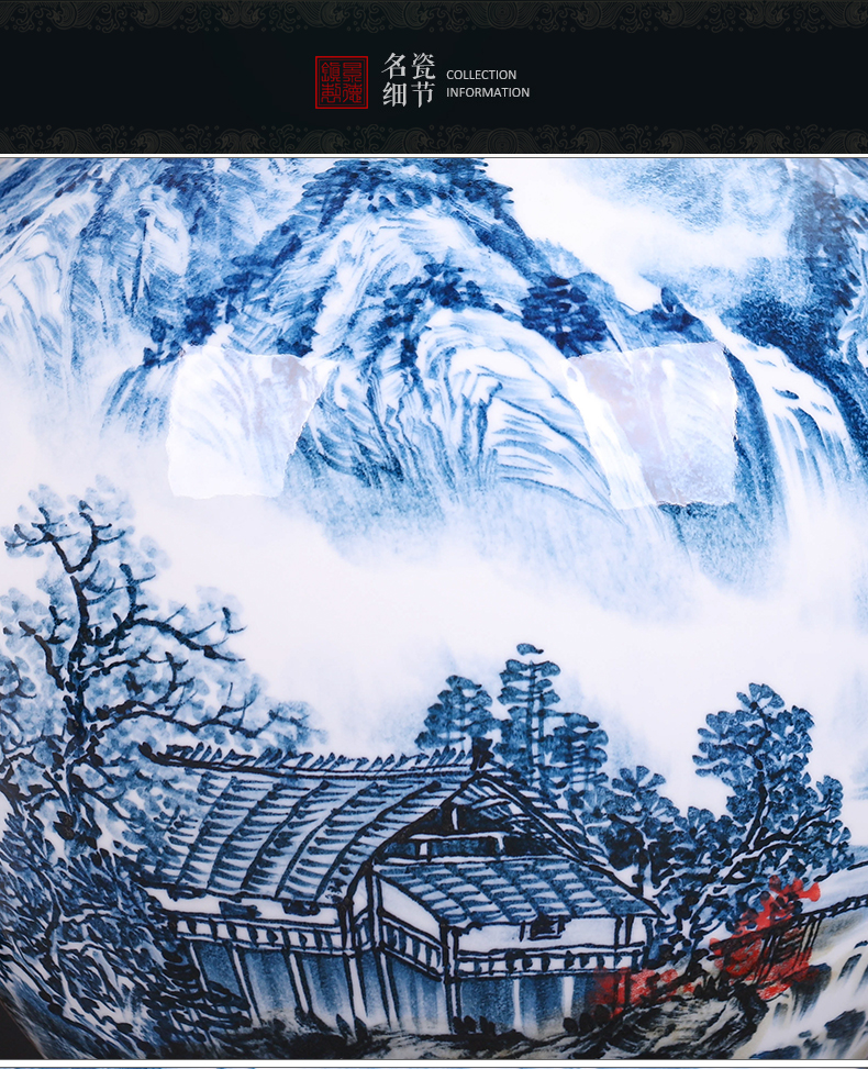The Master of jingdezhen ceramics hand - made scenery large vases, flower arrangement of the sitting room porch decoration of the new Chinese style furnishing articles