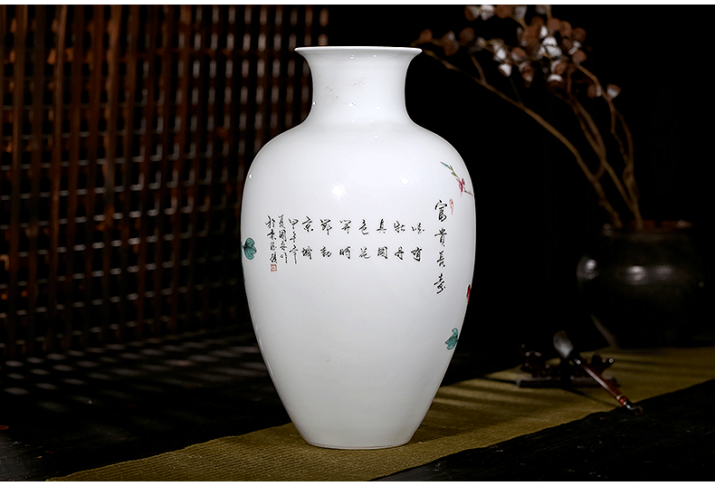 Jingdezhen ceramic hand - made vases, pure manual famous masterpiece wealth longevity flowers sitting room of Chinese style furnishing articles