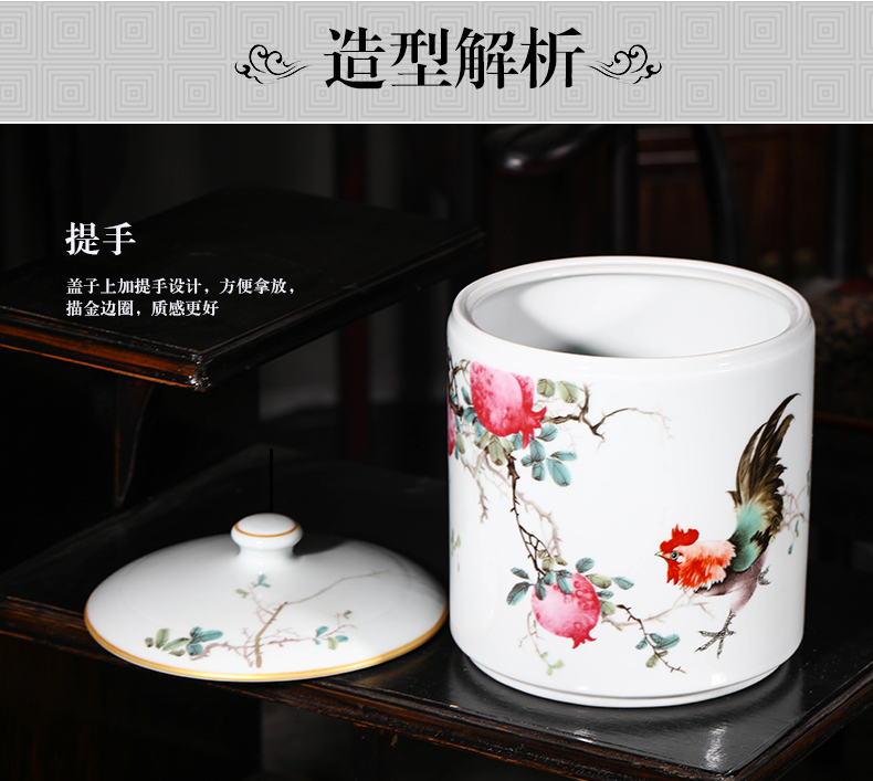 Jingdezhen ceramic tea pot large sealing as cans of puer tea cylinder storage jar sealing of bread receives, the seventh, peulthai the household