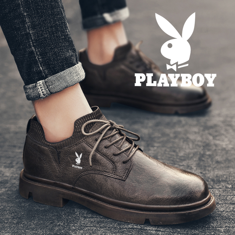 Playboy men's shoes 2022 new autumn trendy shoes Korean version of the business trend men's leather shoes casual Martin all-match