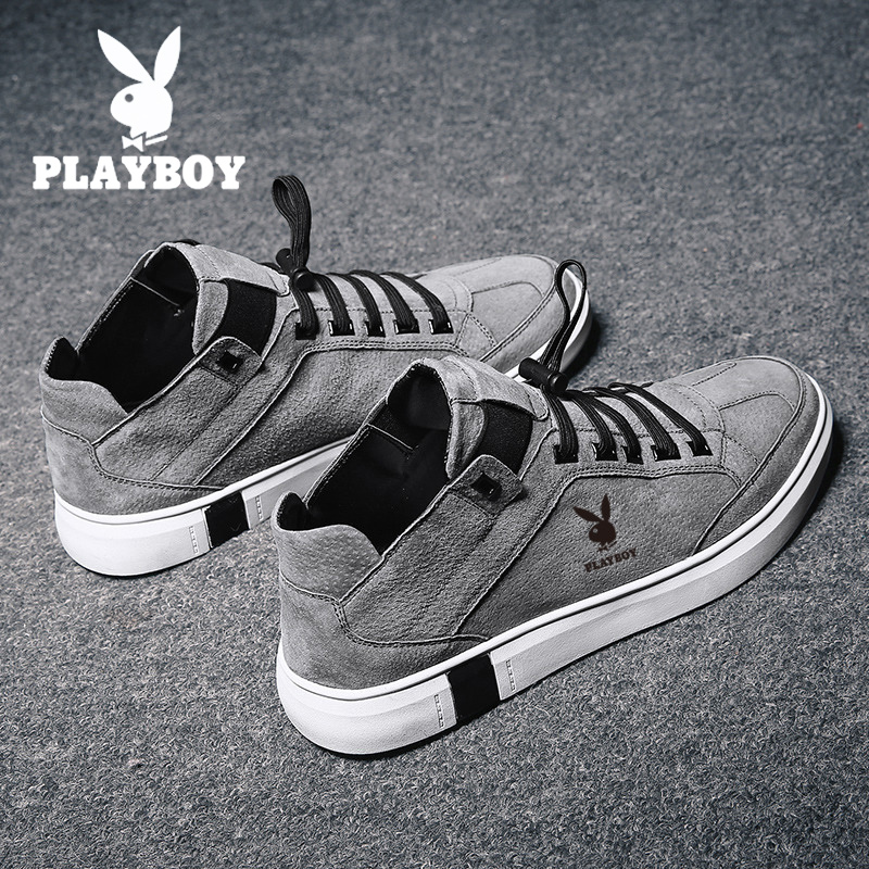 Playboy men's shoes canvas high tube 2021 summer men's casual Korean version of the tide shoes wild flat shoes trend