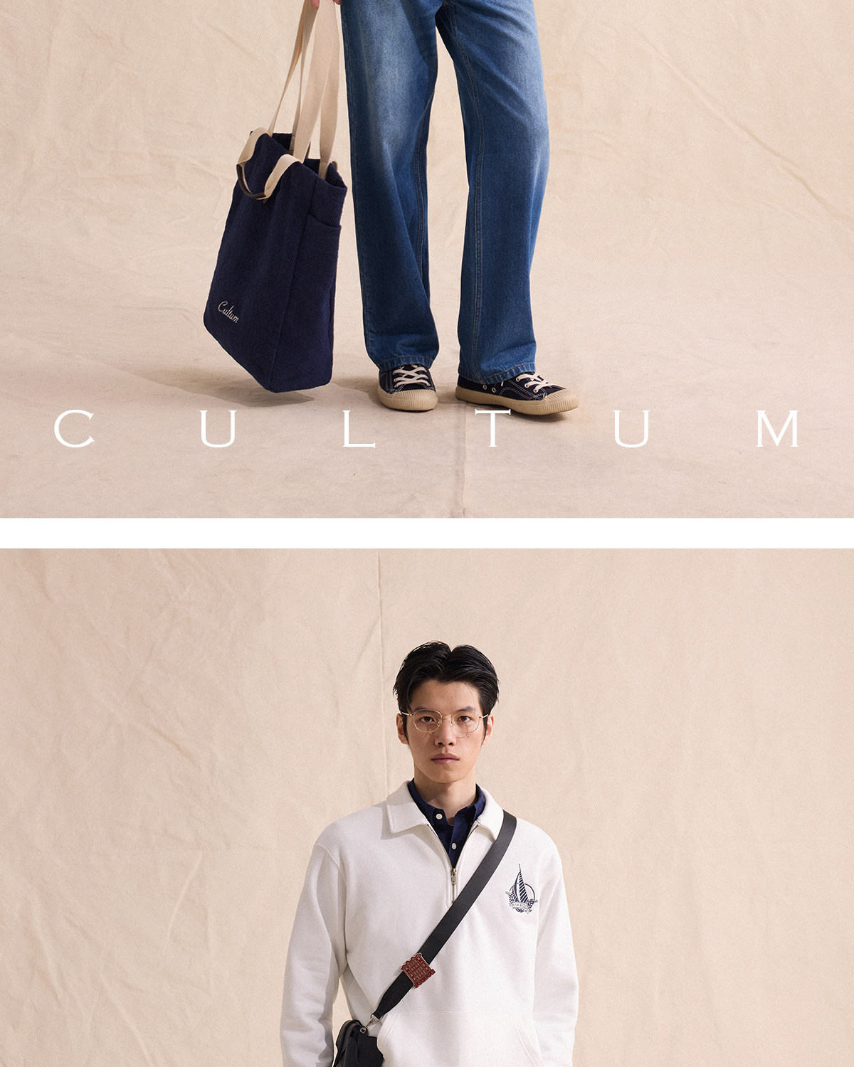 CULTUM Half-Zip Embroidered Loose Sweatshirt