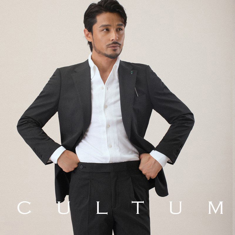 CULTUM classic charcoal grey stretch-free suit men's suit single-breasted slim fit business gentleman suit