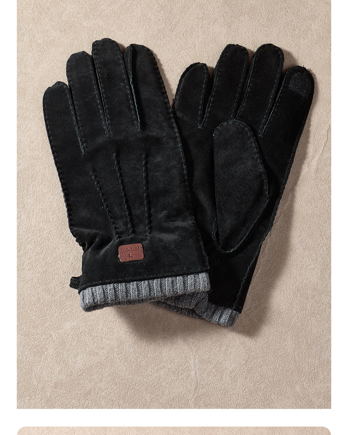 CULTUM Beaded Edge Leather Fingerless Gloves
