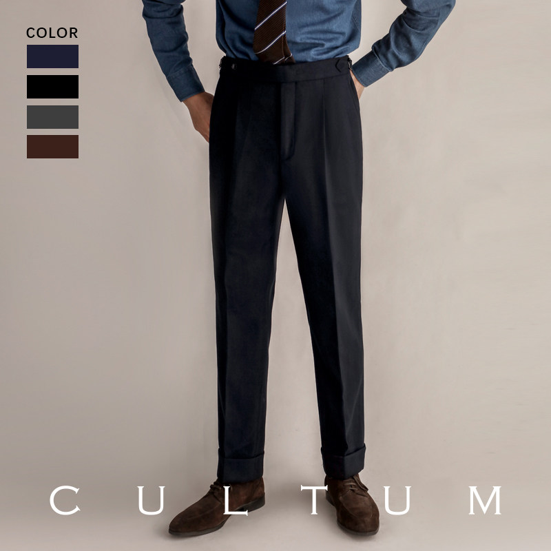 CULTUM Winter main push 600g Revelvet thickened fine-spun herringbone tattoo high waist Western pants men's casual suit trousers-Taobao