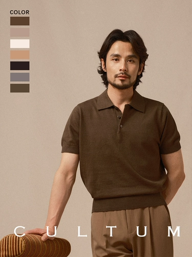 Трикотажная цветная летняя футболка polo, из хлопка и льна