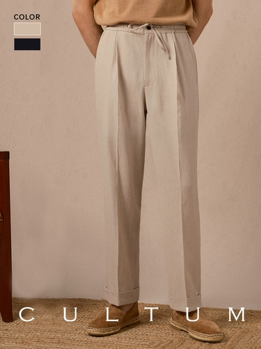 Культура Неаполя, весенние и летние легкие дышащие брюки из хлопчатобумажной ткани с одной складкой, мужские повседневные брюки с завязками без утюга