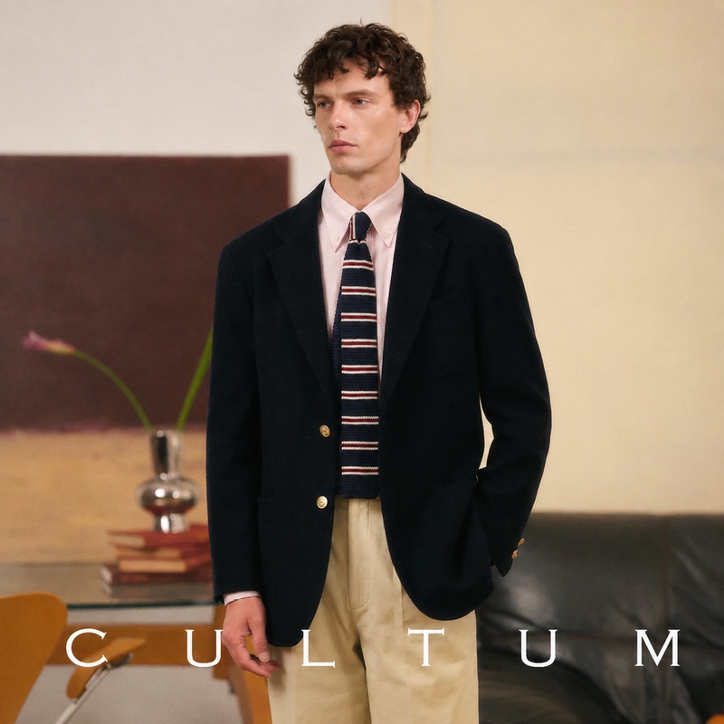 【100% Wool】Cultum Retro College Style Sports Blazer Suit for Men Casual Thickened Suit Jacket 【100% Wool】Cultum Retro College Style Sports Blazer Suit for Men Casual Thickened Suit Jacket