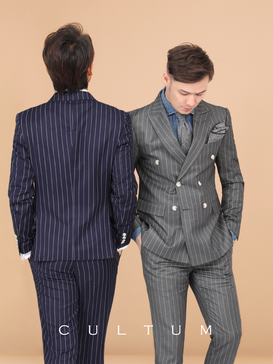 TYingren Gentleman Double Row Buttoned Striped Suit Man Han Version Trend Business fit for a casual suit Single West