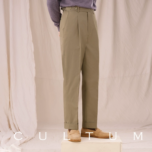 CULTUM Складывание рот брюки легко позаботиться о горячем хлопке, ни брюки с высокой талией.