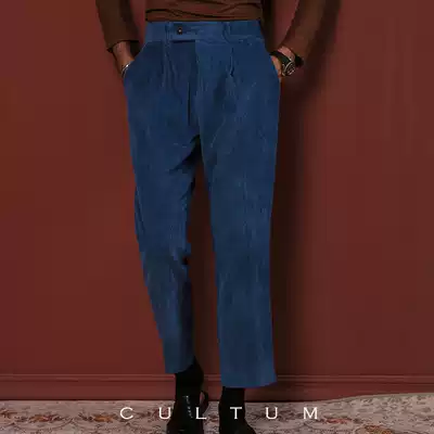 Coarse Retro British Corduroy Pants Men's Loose Autumn and Winter Trend Joker Business Casual Strips Pants Pants