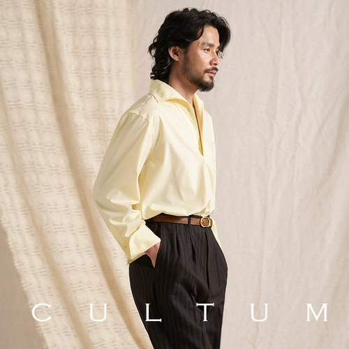 [Гладкий шелк и прохладный потолок] CULTUM полуоткрытый 𫔭 цельный воротник ледяная рубашка из очень тонкого модала для мужчин
