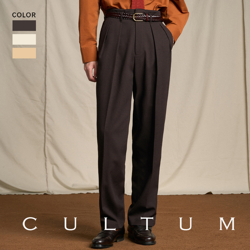 【Knight Twill Wear-Resistant and Wrinkle-Resistant】Cultum Double Pleated Hollywood Pants High-Waisted Tapered Trousers Casual Pants for Men 【Knight Twill Wear-Resistant and Wrinkle-Resistant】Cultum Double Pleated Hollywood Pants High-Waisted Tapered Trousers Casual Pants for Men