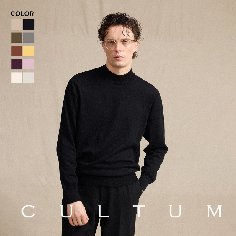 [Goat Cashmere Is Skin-Friendly and Warm] Cultum Autumn and Winter Long-Sleeved Knitwear, Half Turtleneck Knitwear, Men's Inner Layering Shirt