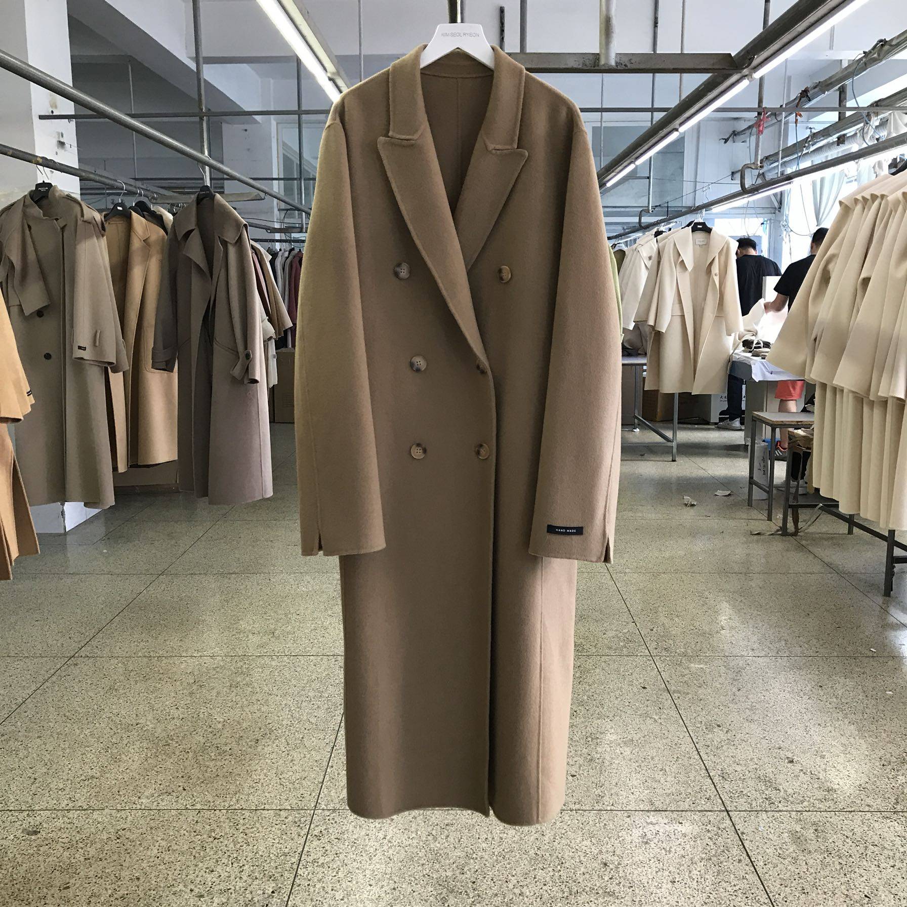 Autumn Winter New Korea Double-sided cashmere wool with great coat and suit collar double row buttresses long ladies jacket thick-Taobao