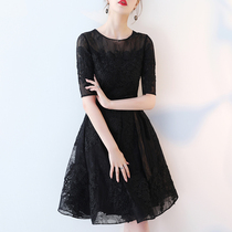 Evening dress short 2021 new black temperament banquet evening dress party dress female small dress can usually be worn