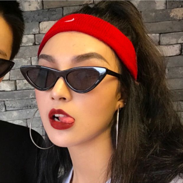 Phiên bản tiếng Hàn của kính râm retro retro retro mắt mèo nữ 2018 mới hip hop Châu Âu và Mỹ kính đỏ kính râm nữ kính cận