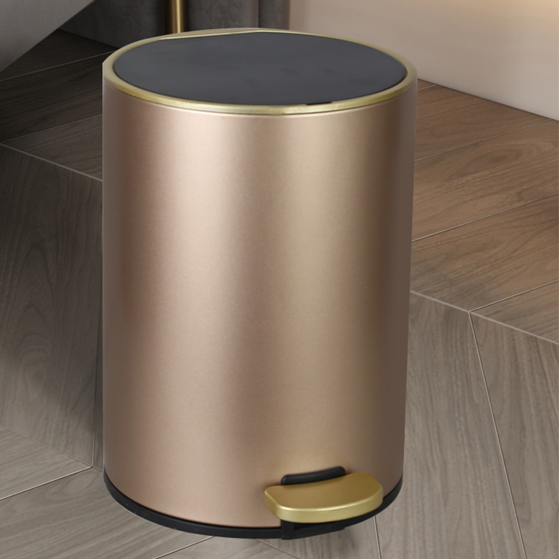 Light Luxury Household Stainless Steel Pedal Trash Can with Lid, Large Size, Creative Design for Living Room, Office, Kitchen, Bedroom, Bathroom