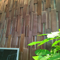 Solid Wood black walnut color mosaic TV background wall boat wood new Chinese living room bedroom simple decorative wall