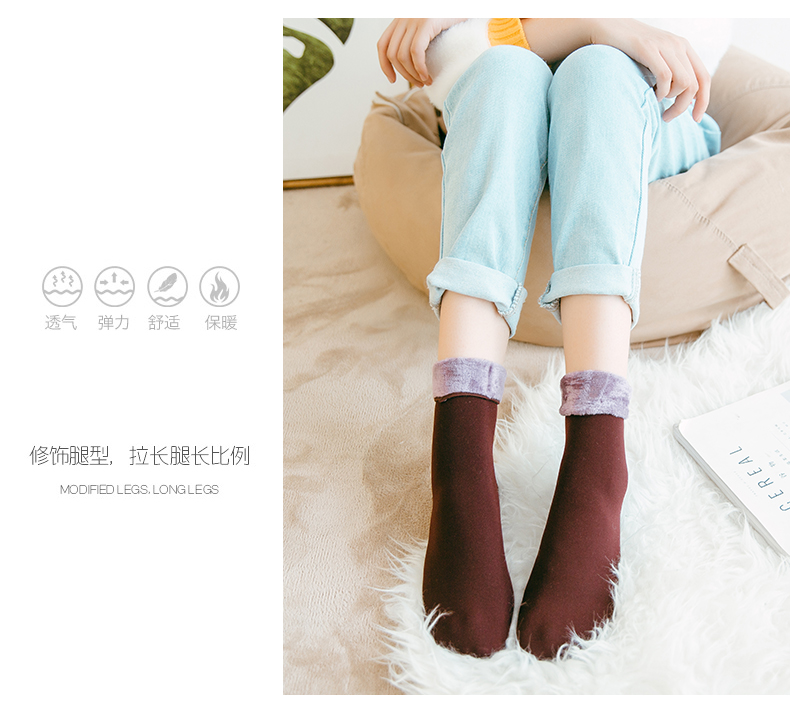 Mùa đông mới vớ ấm tuyết phụ nữ dày mùa thu và mùa đông vớ màu thịt trong vớ cotton ống cộng với nhung tạo tác mắt cá chân nhung tất gấu nữ
