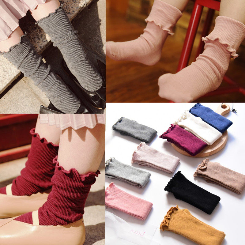 Agaric Lace Blister socks No root High Bomb Baby Candy Color All-cotton Pure Cotton Childlike stockings