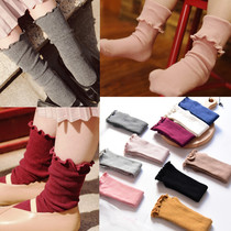 Agaric Lace Heaps Pile Socks without root High Bomb Candy Color All-cotton Pure Cotton Childlike stockings