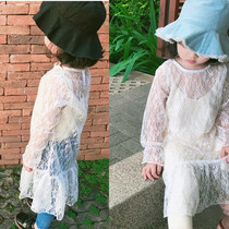 Clear Cabin Summer New Girl White Lace Dress long dress Long dress Neri pendant with skirt baby dress Two sets