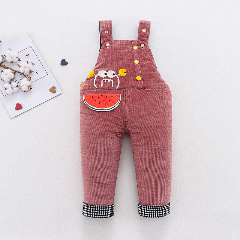 Children's cordulent strap cotton can be opened crotch and warm and thickened men and women baby winter pants 2 - 3
