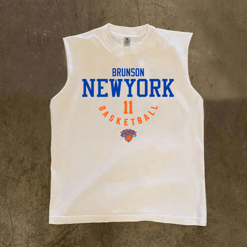 Brensen Basketball Sports Pure Cotton Vest New York Knicks No. 11 Jersey Sleeveless Short-Sleeved T-Shirt Shooting Training