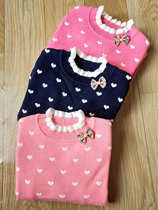 Girls sweater pullover knitted cotton semi-high collar autumn and winter double layer thickening 2022 new childrens girls bottoming