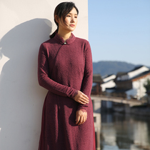 Tzu edge original autumn and winter long sleeve knitted display slim collection of lace dark tattoo lady with dress