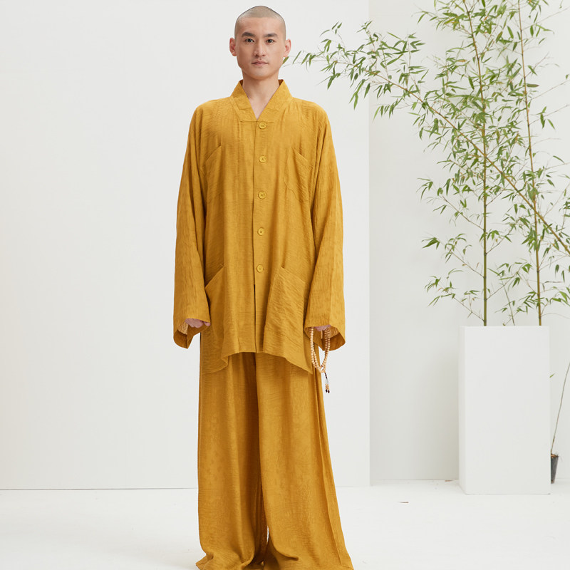 Summer clothes of Japanese dark pattern fabric with a seven - sleeve long sleeve set with dark clothes