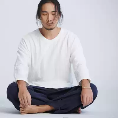 Ciyuan original Chinese style men's long-sleeved top spring and autumn simple meditation Hanfu Tang clothing Buddha 600030