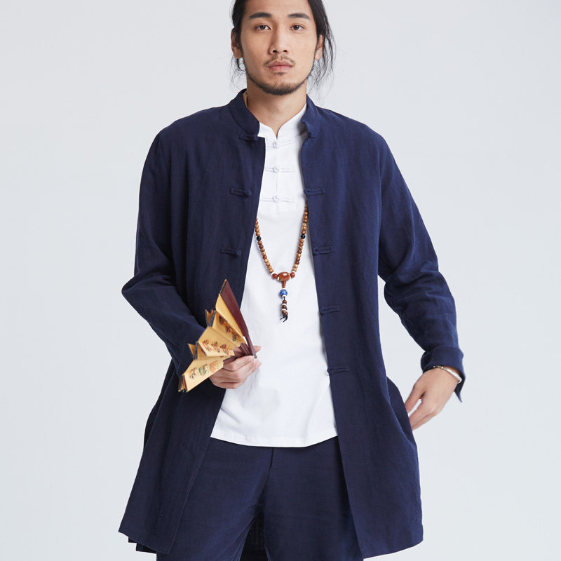 Cimarginal Spring Autumn New Zen Meditation Suit Original Design China Wind Men's in Long Edition Tang Costume 60847