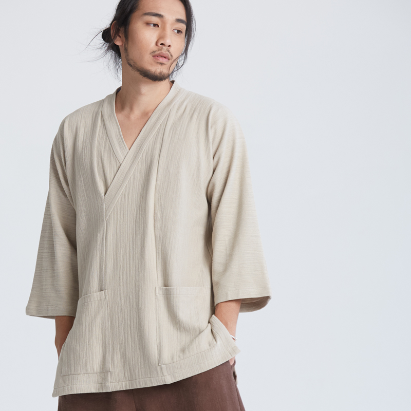 Ciyuan gốc Trung Quốc áo thun nam hàng đầu lỏng lẻo trang phục dân tộc mềm mại thiền định quần áo 60866 trang phục dân tộc