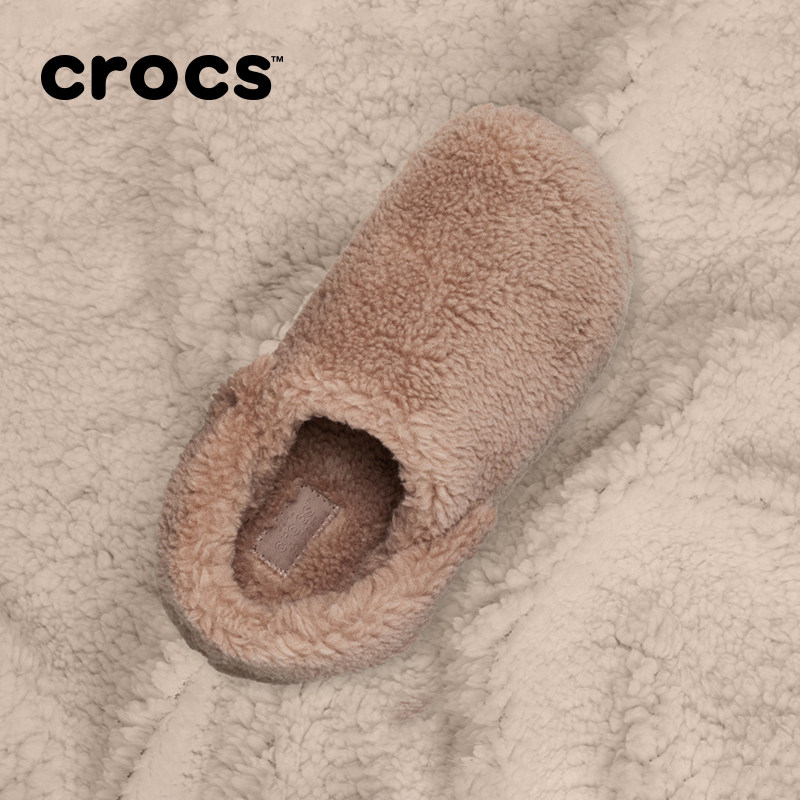 Crocs Card Loci Classic Warm Suede Cotton Tug Men And Women Cotton Slippers Flat Bottom Shoes Indoor Slippers) 209386-Taobao