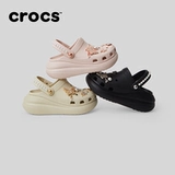 Crocs Тапочки в стиле Crocs с бабочкой, пляжная обувь на платформе, украшены жемчугом, закрытый носок