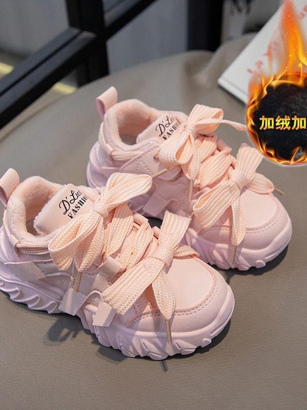 Soft Bottom Girl Cotton Shoes Two Cotton Shoes Old Daddy Shoes Princess Windins Plus Suede Sneakers Casual Pop Small Kids Shoes-Taobao