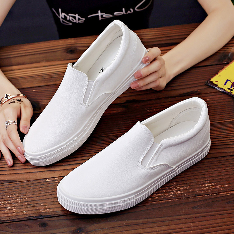 Men's Shoes Korean Style Trendy Sneakers Men's White Shoes Leather Trendy Slip-On Loafers 2026 Spring New Men's Shoes