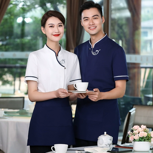 Отец-официант для отеля рабочая одежда для женского китайского ресторана с короткими рукавами