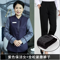 LW20202 фиолетовый топ и черные эластичные брюки