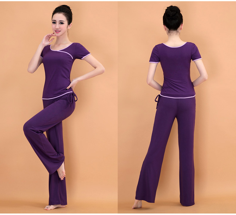 Xuân 2018 mới Quần lửng Quần áo tập yoga Quần áo nữ Modal cỡ lớn tập yoga tay áo ngắn thảm yoga cao su non