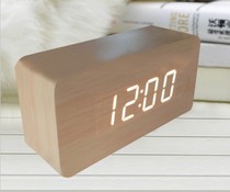 Upscale wood headboard bell can be set three sets of alarm bells home minimalist pendulum piece acoustic control wood clock rechargeable